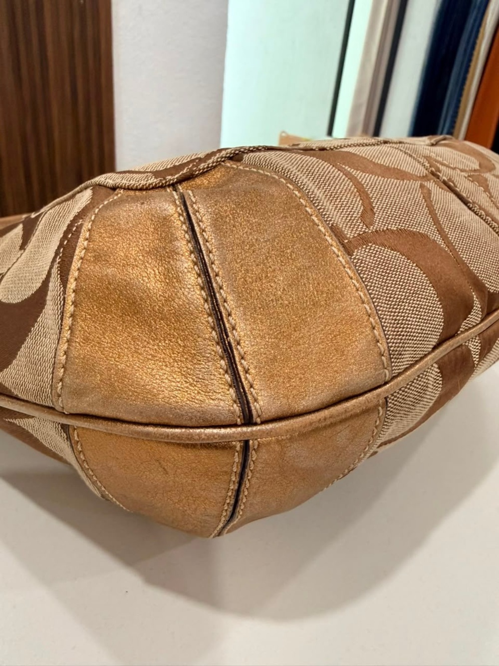 Coach Ergo Y2k Monogram Canvas Leather Hobo Brown Tan… - Gem